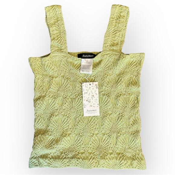 Automet Tops - Automet Sleeveless Tank Top Crop Green Sage Summer Resort XL 2XL NWT
